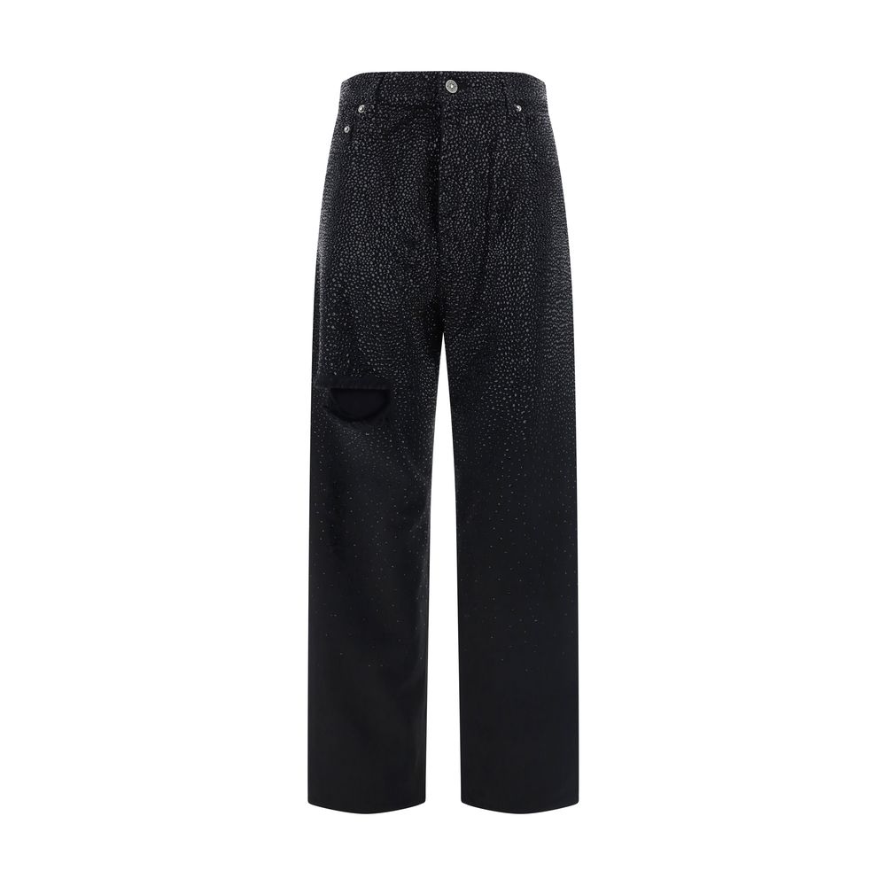 Elevate your wardrobe with Golden Goose's Kim Cotton Pants, featuring exquisite jewel embellishments and a refined frayed design, perfect for the discerning individual.