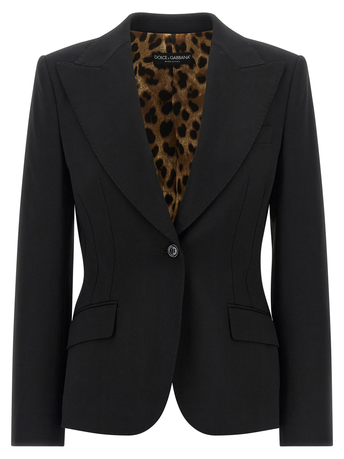 Elevate your wardrobe with the Dolce & Gabbana Black Virgin Wool Blazer, a masterpiece of Italian craftsmanship that embodies refined elegance and timeless allure.