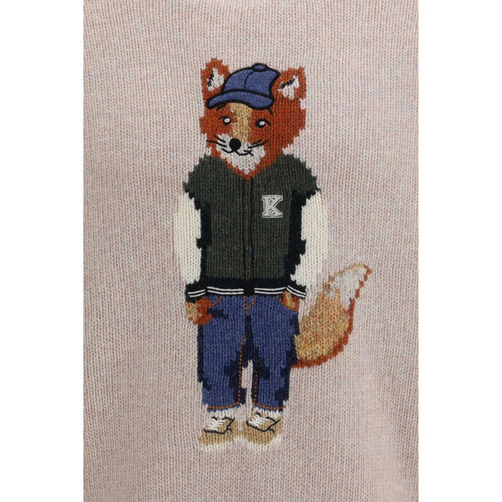 Indulge in the exquisite Maison Kitsuné Beige Wool Oves Aries Sweatshirt, a luxurious blend of Merino wool, showcasing the signature Fox motif for a timeless, sophisticated style.