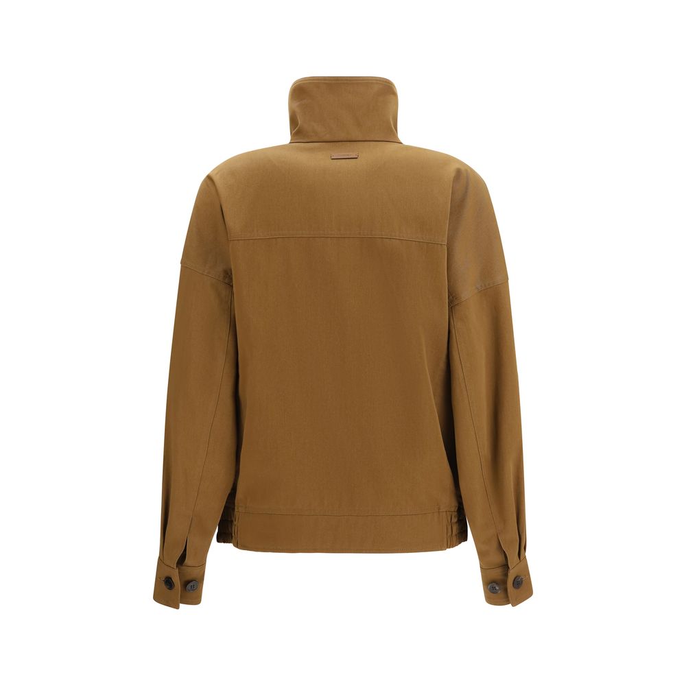 Elevate your style with the Saint Laurent Brown Cotton Bomber, a masterpiece of craftsmanship featuring a luxurious cotton serge design, perfect for the discerning individual.