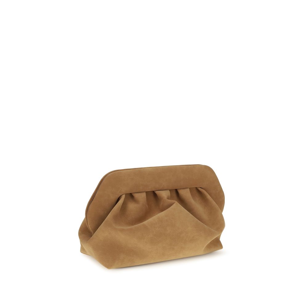 THEMOIRè Beige Suede Leather Clutch Bag - Timeless Luxury Redefined