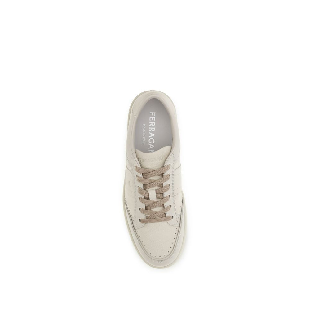 Ferragamo Beige Nubuc Leather Low Top Sneakers - Timeless Luxury