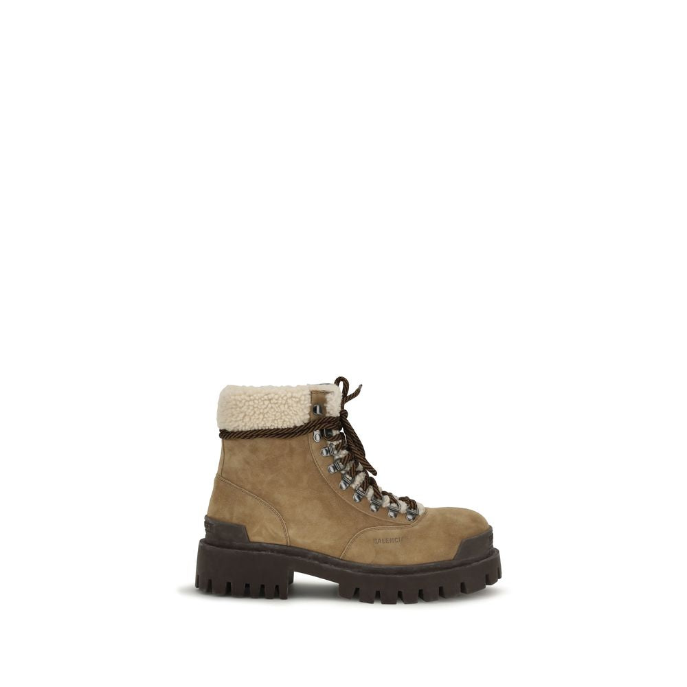 Balenciaga Beige Suede Lace-Up Boots for Elevated Luxury