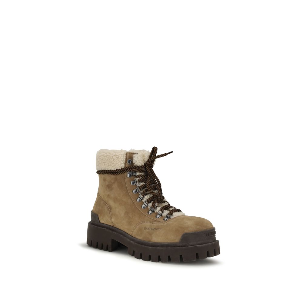 Balenciaga Beige Suede Lace-Up Boots for Timeless Elegance
