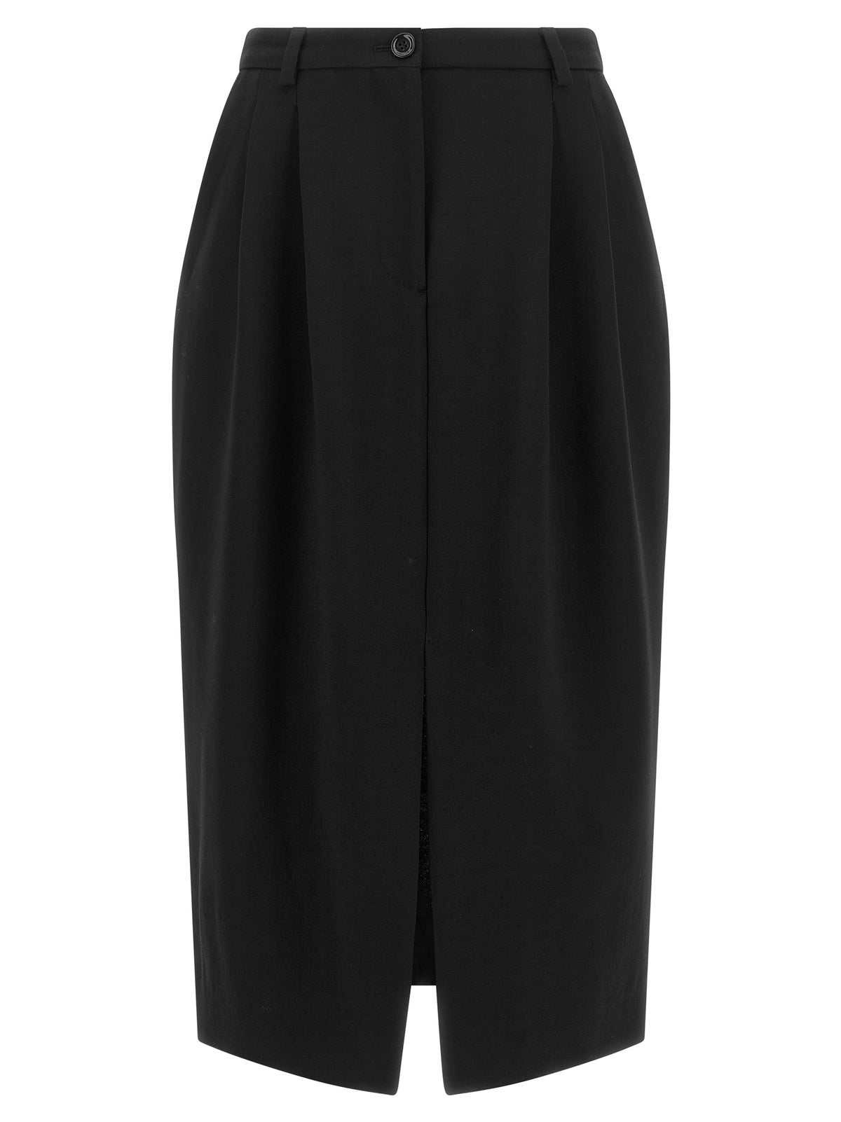 Dolce & Gabbana Black Virgin Wool Midi Skirt - Timeless Luxury