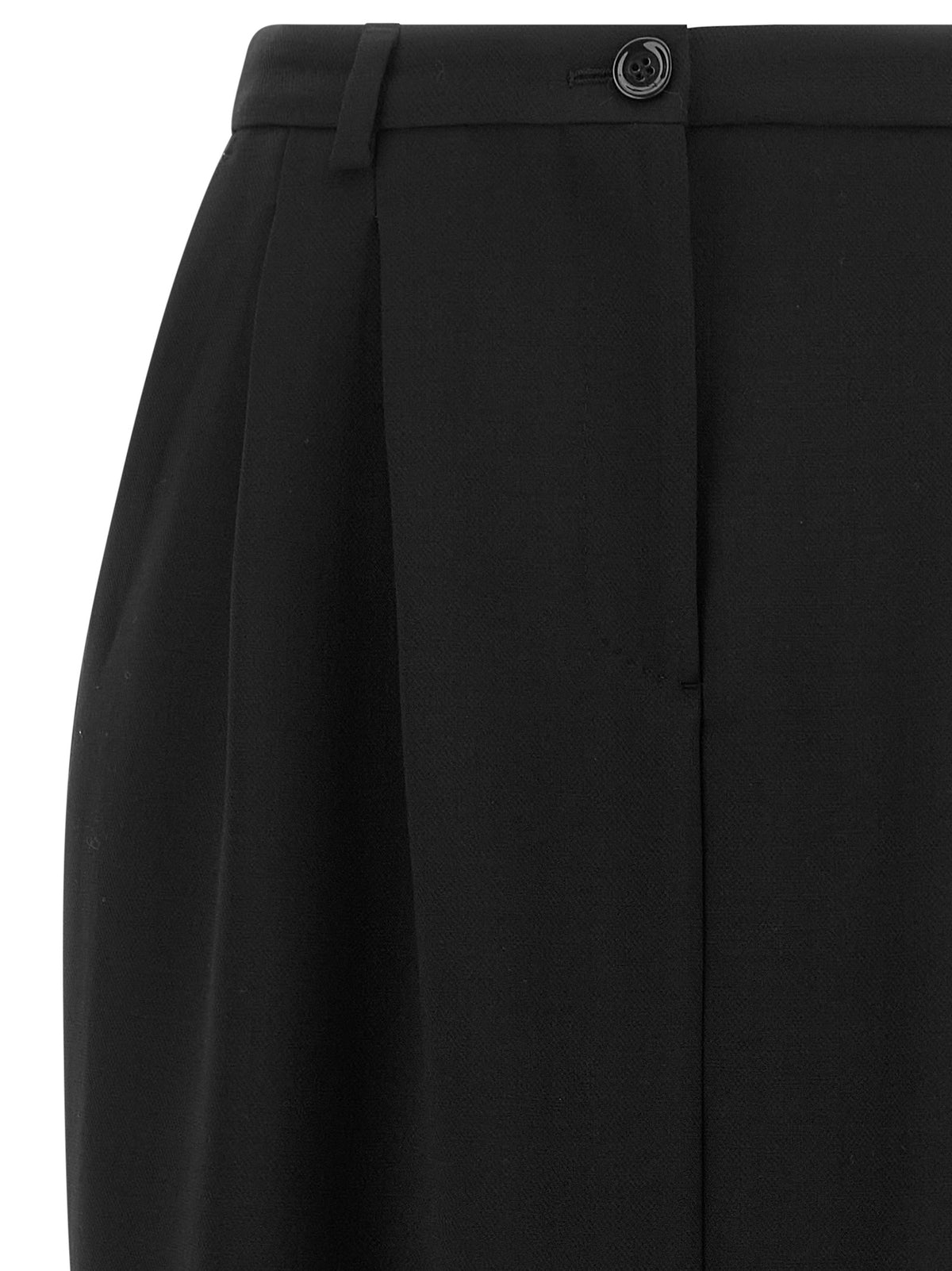 Dolce & Gabbana Black Virgin Wool Midi Skirt - Timeless Elegance