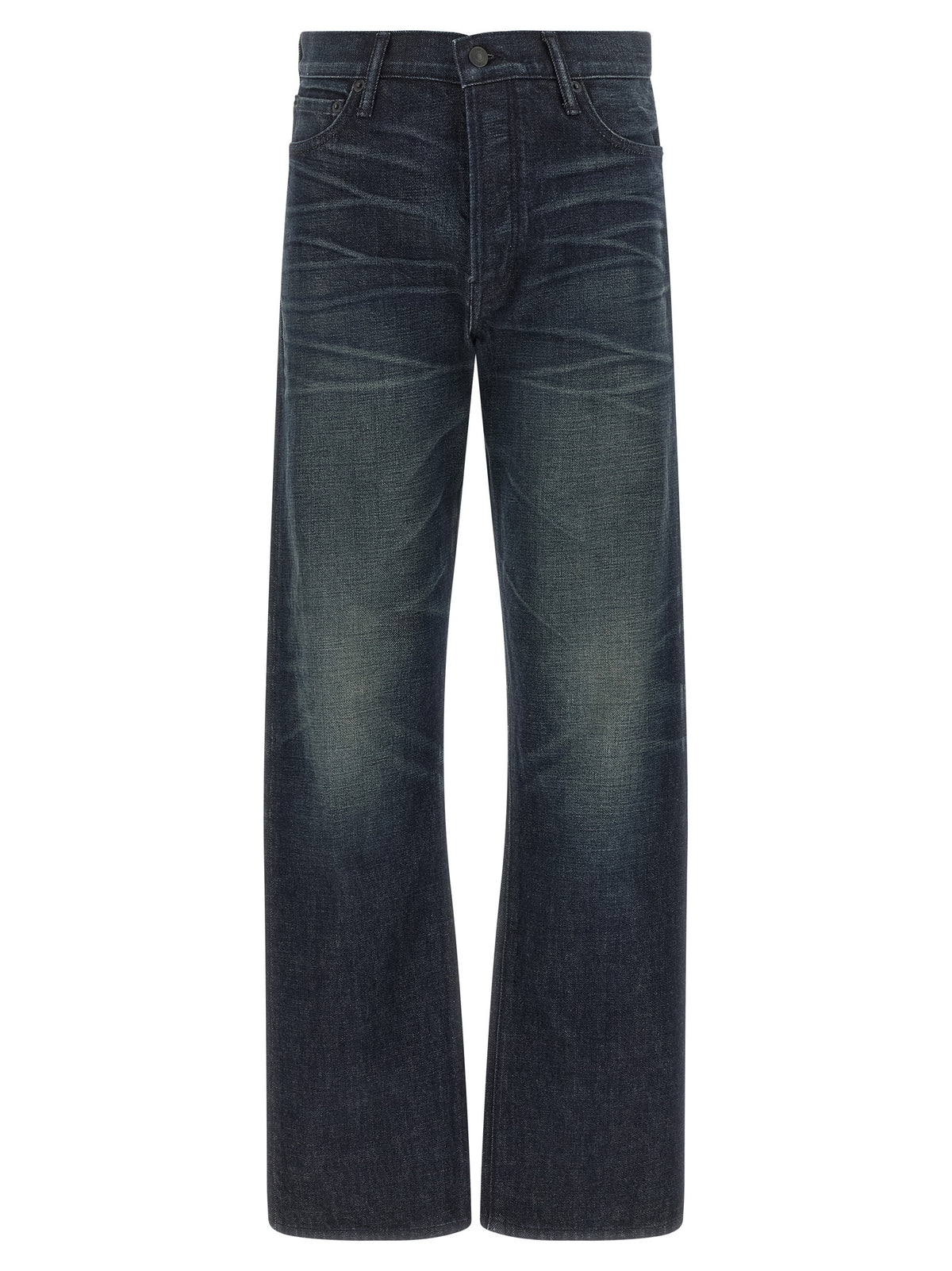 Tom Ford Blue Cotton Wide-Leg Jeans - Luxury Redefined