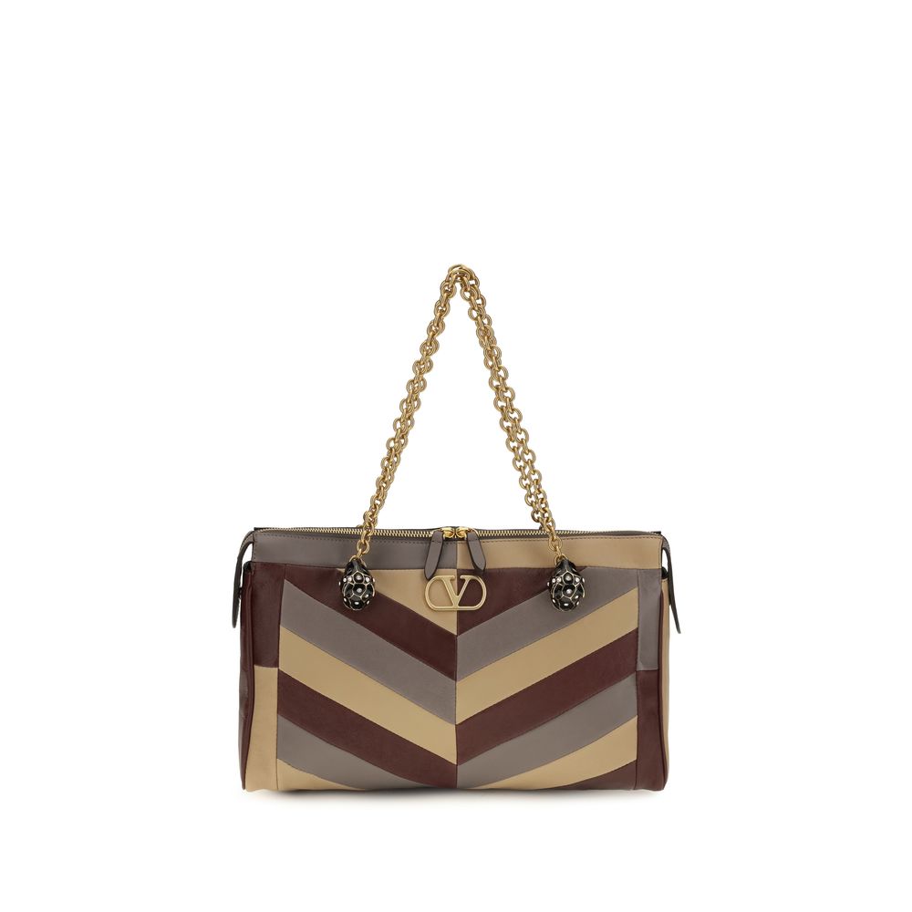Valentino Garavani Panthea Chevron Shoulder Bag in Multicolor Napa Leather
