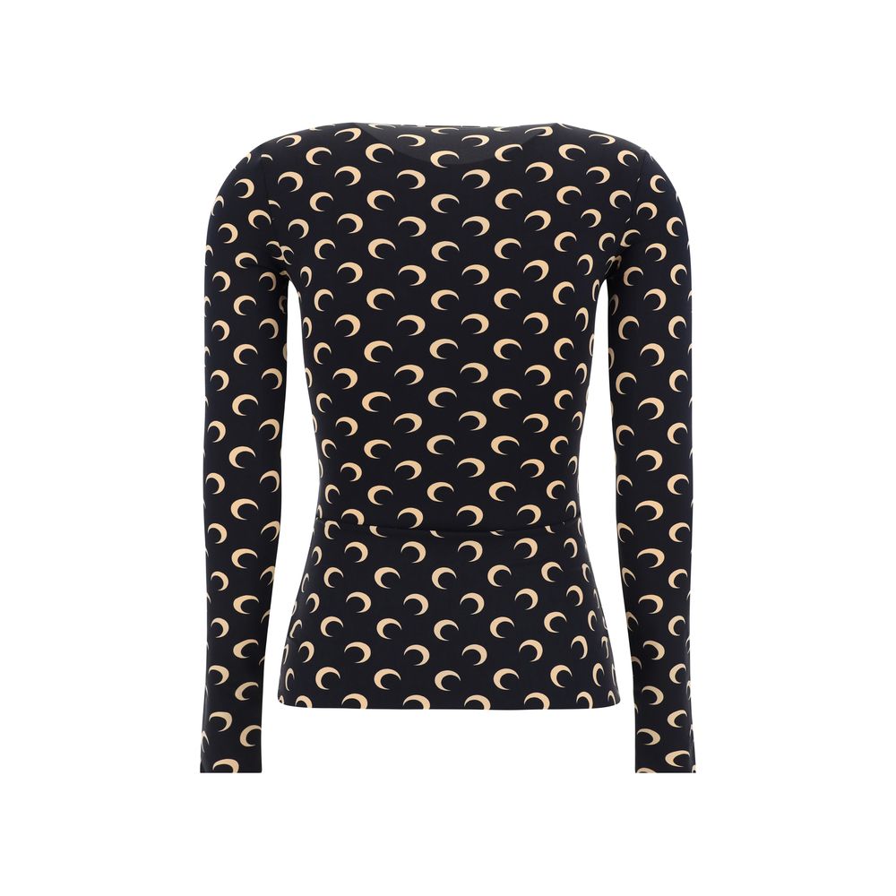 Marine Serre Black Long Sleeve T-Shirt - Timeless Luxury Fit