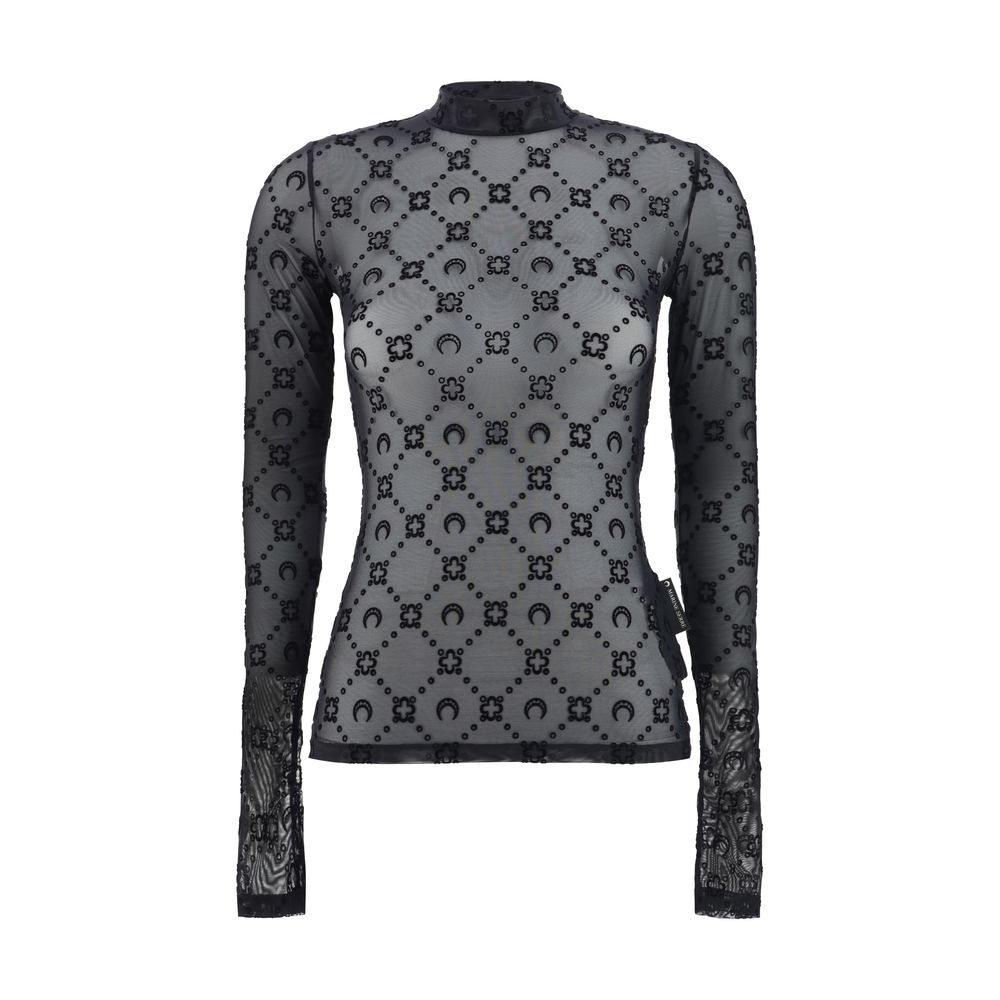 Marine Serre Black Polyamide Pattern Shirt - Modern Luxury Elegance