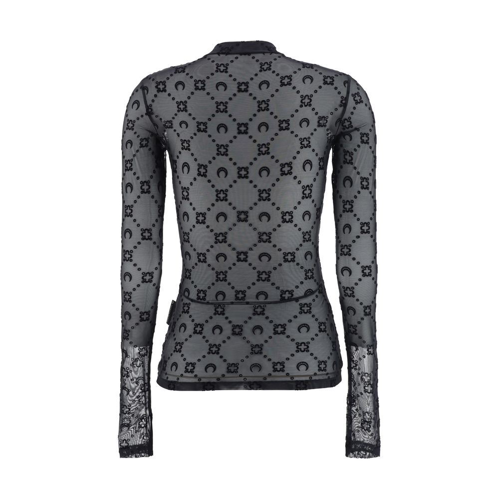 Marine Serre Black Polyamide Pattern Shirt - Modern Luxury