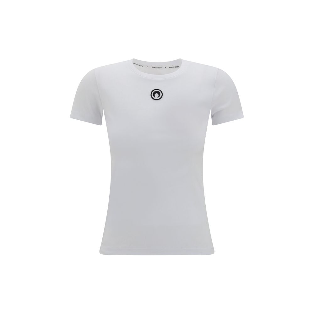 Marine Serre White Cotton T-Shirt - Timeless Elegance Redefined