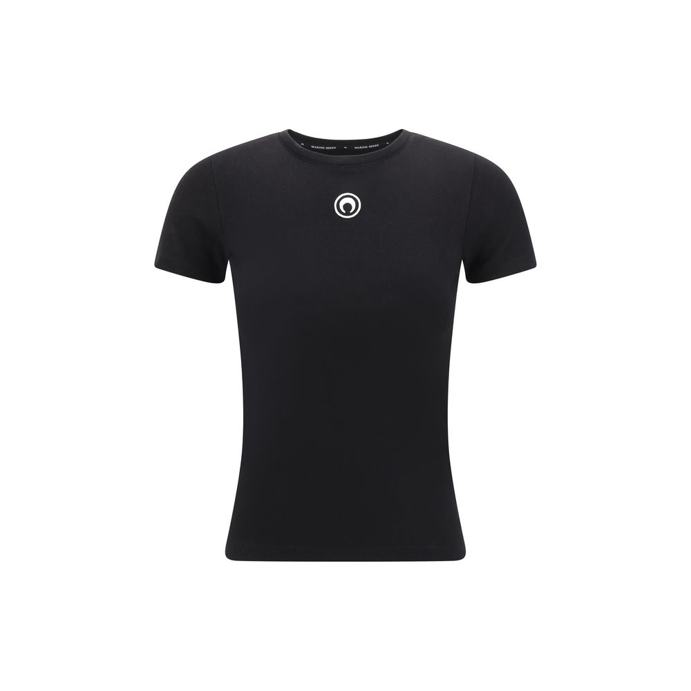 Marine Serre Black Cotton T-Shirt - Timeless Elegance Redefined
