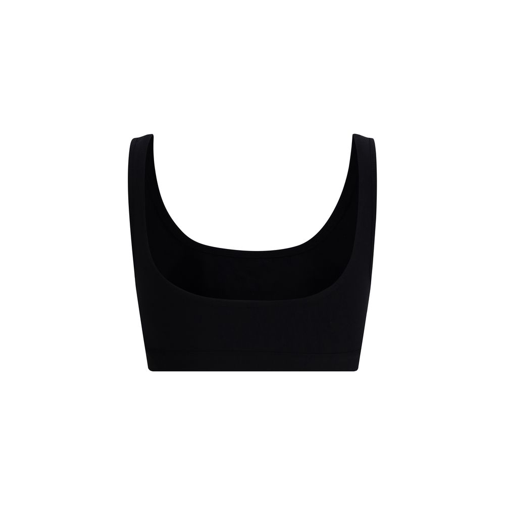 Marine Serre Black Cotton Sport Bra - Luxe Athletic Elegance