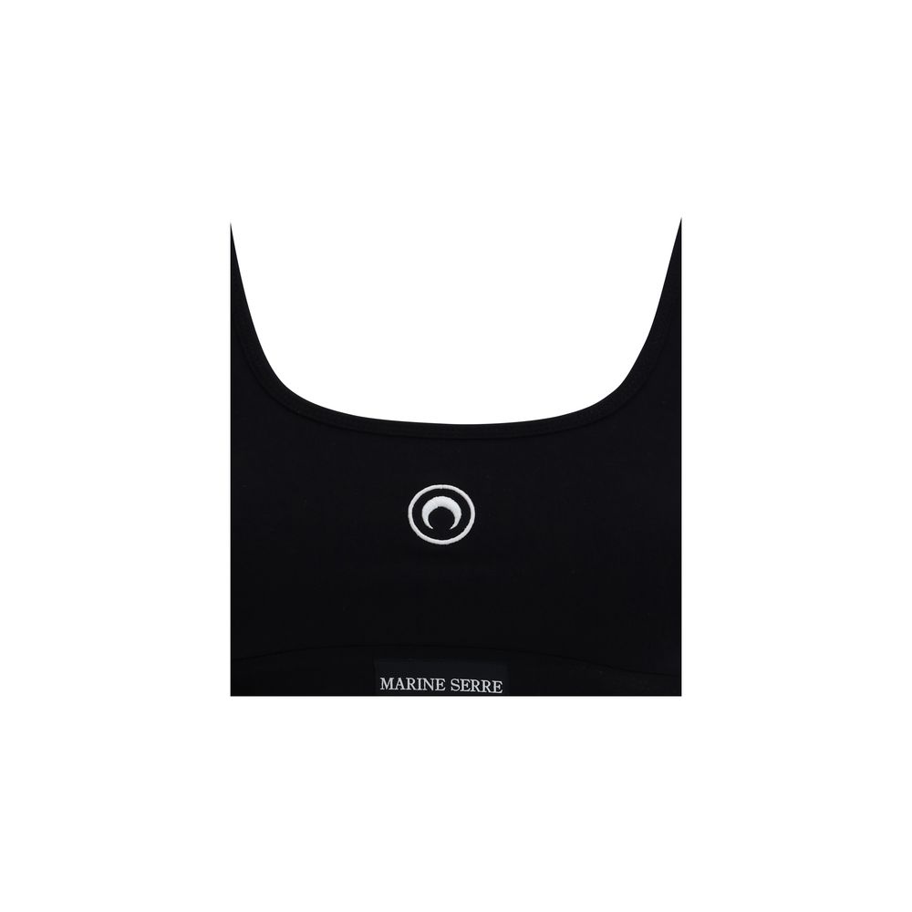 Marine Serre Black Cotton Sport Bra - Luxe Athletic Elegance