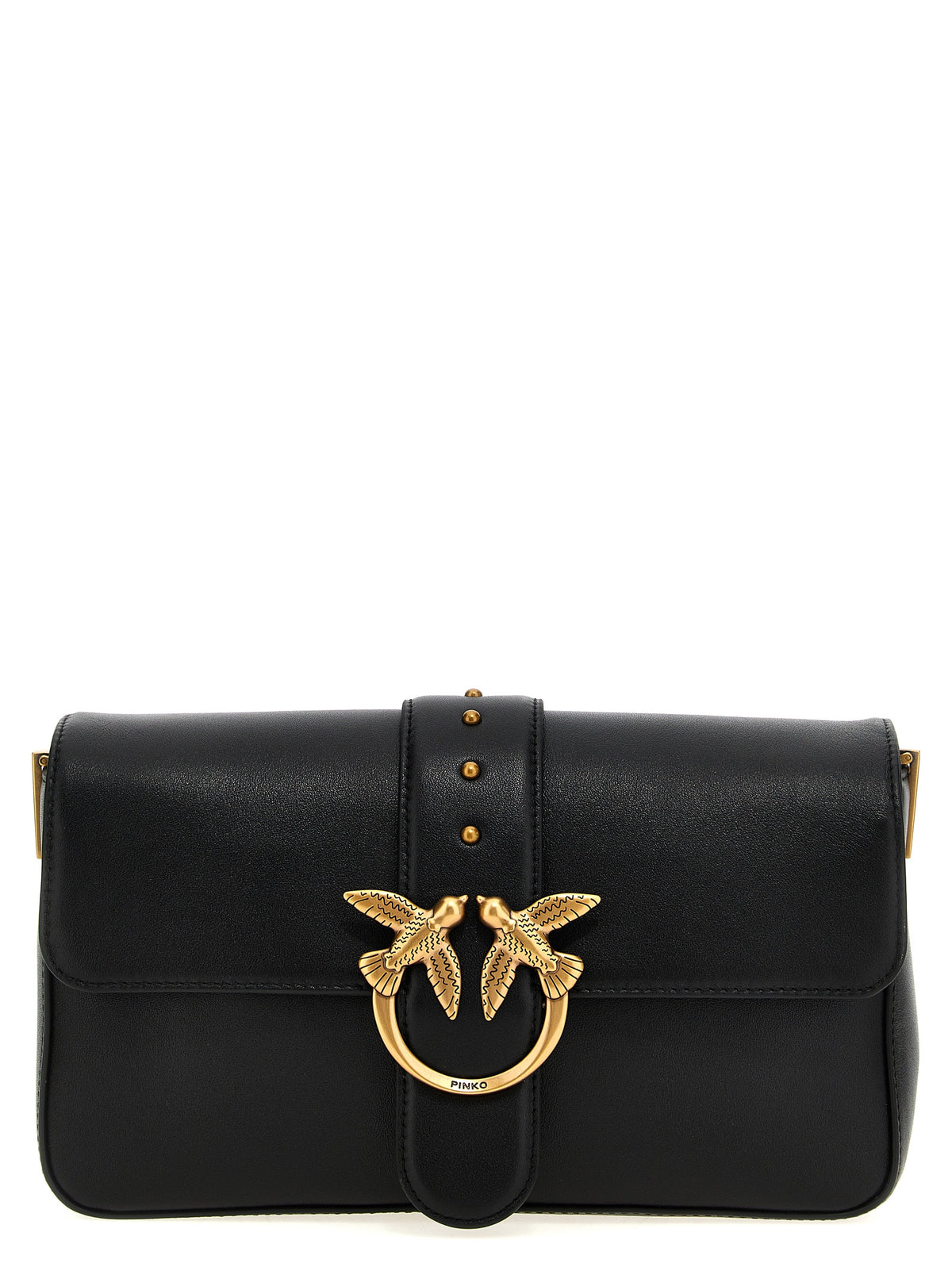 PINKO Love Slouchy Classic Black Calfskin Shoulder Bag