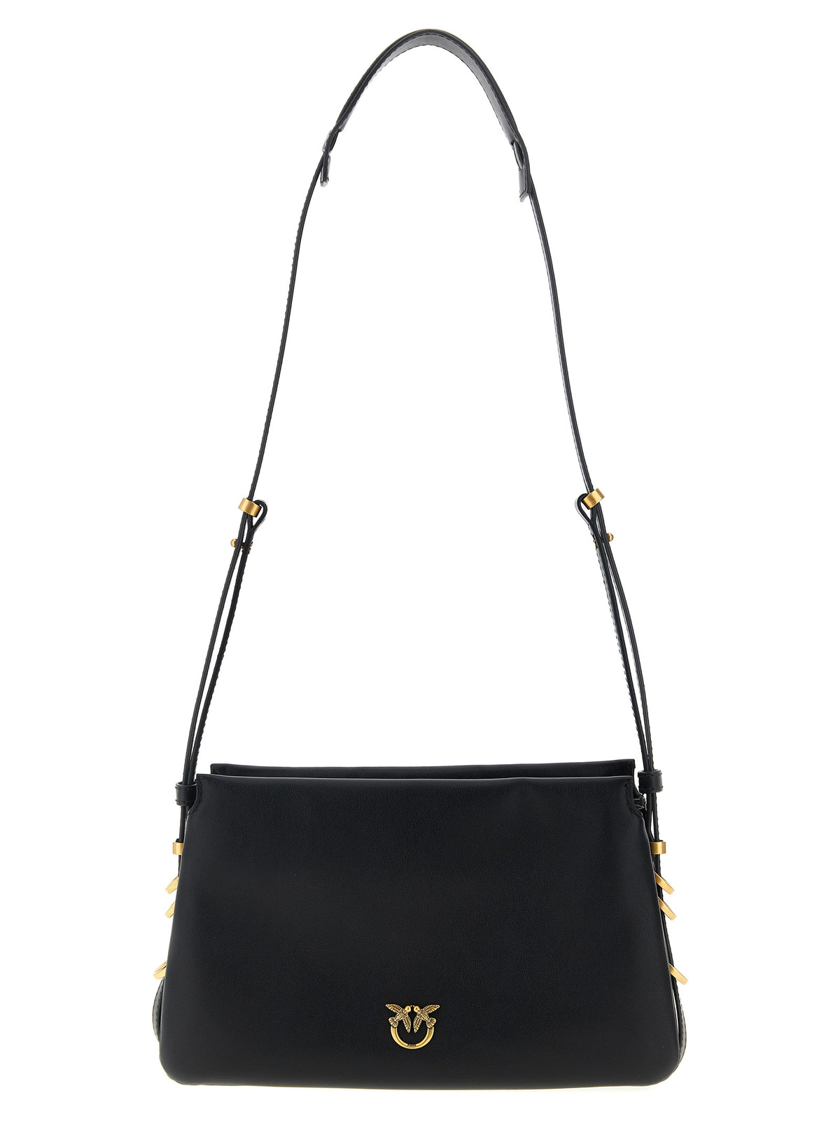 PINKO Black Calfskin Crossbody Bag - Edgy Luxury Statement Piece