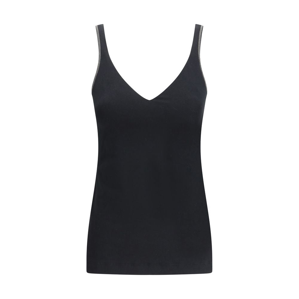 Brunello Cucinelli Black Cotton Sleeveless T-Shirt - Luxury Essential