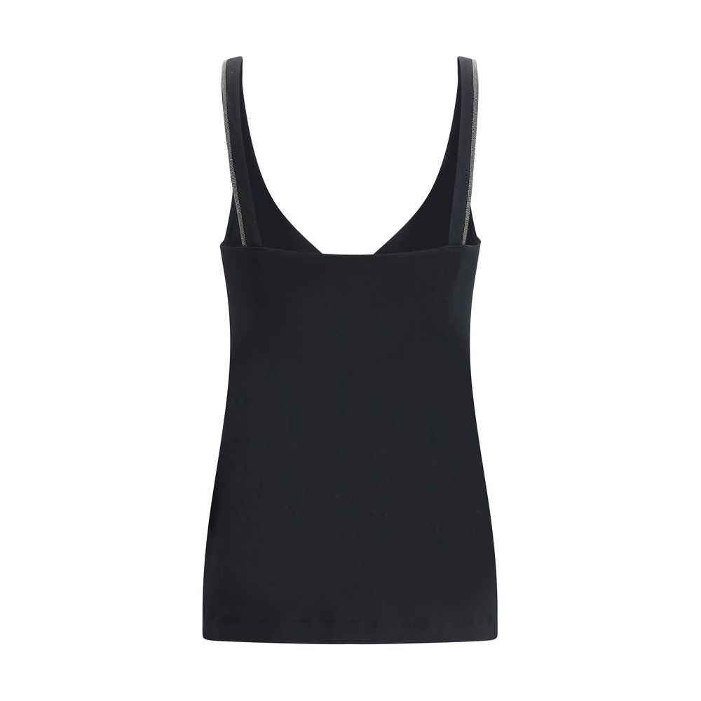 Brunello Cucinelli Black Cotton Sleeveless T-Shirt - Luxury Essential