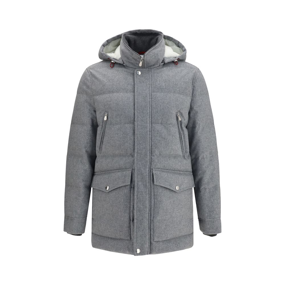 Brunello Cucinelli Gray Wool Full-Length Jacket - Luxury Redefined