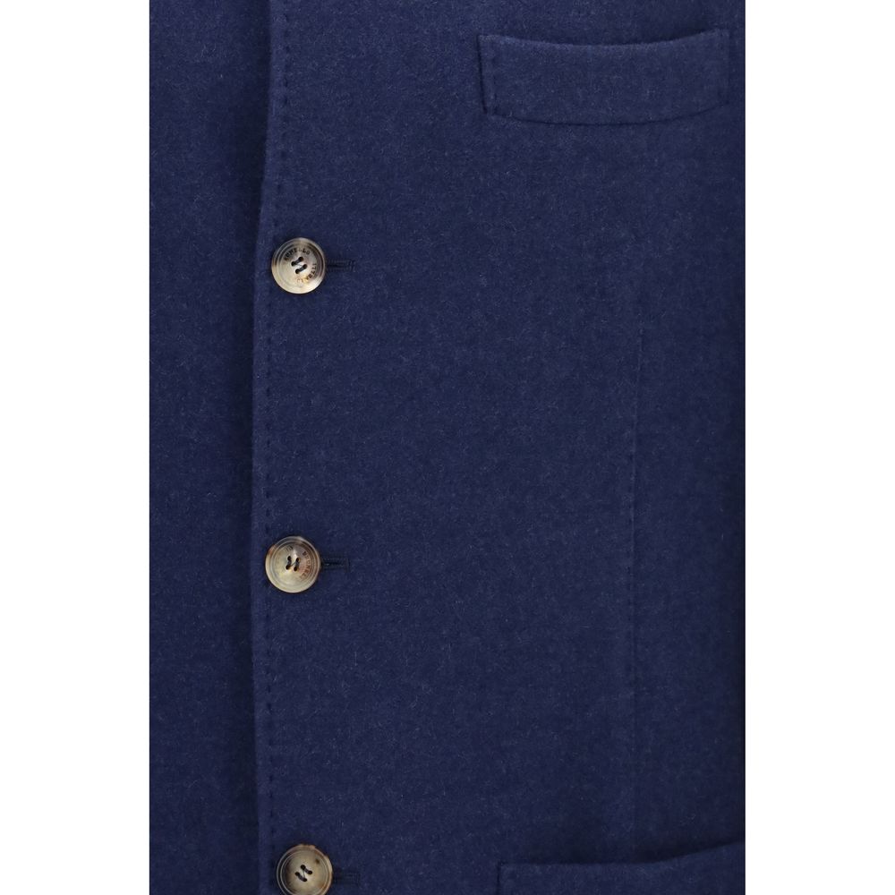 Brunello Cucinelli Blue Cashmere Full-Length Jacket - Timeless Luxury