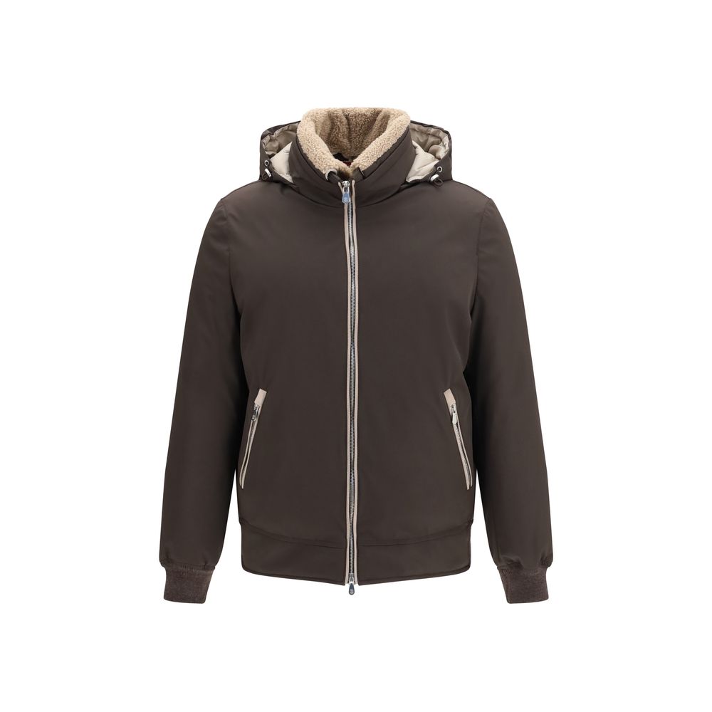 Brunello Cucinelli Brown Polyamide Bomber Jacket - Luxury Redefined