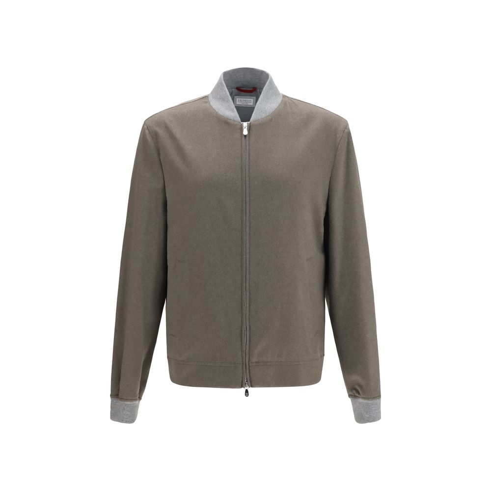 Brunello Cucinelli Bicolor Cashmere Bomber Jacket for Elegance