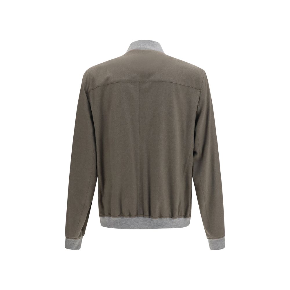 Brunello Cucinelli Bicolor Cashmere Bomber Jacket for Elegance