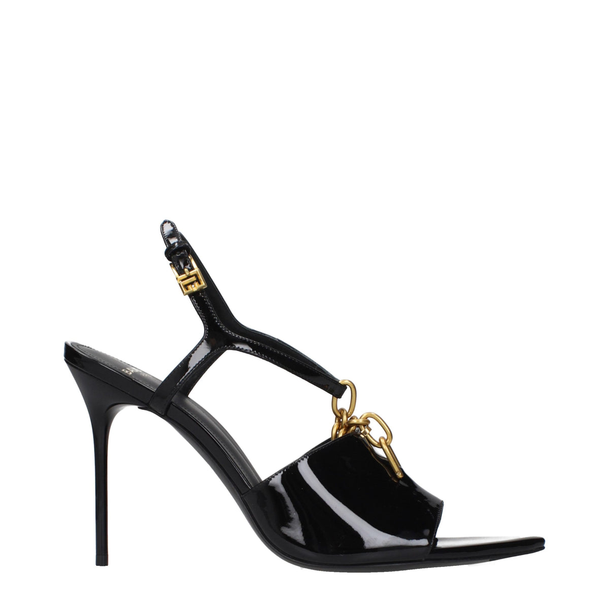 Balmain Black Leather Stiletto Heel Sandals - Exquisite Luxury