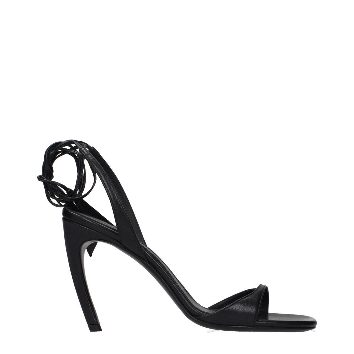 The Attico Black Leather Stiletto Heel Sandals - Elevate Elegance