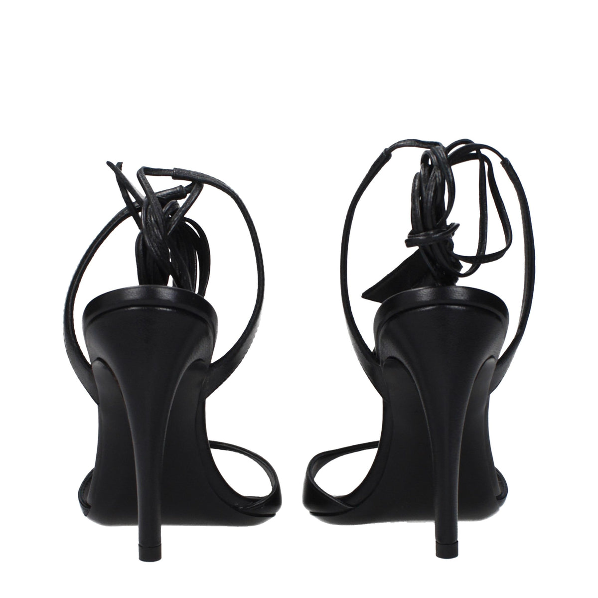 The Attico Black Leather Stiletto Heel Sandals - Elevate Elegance