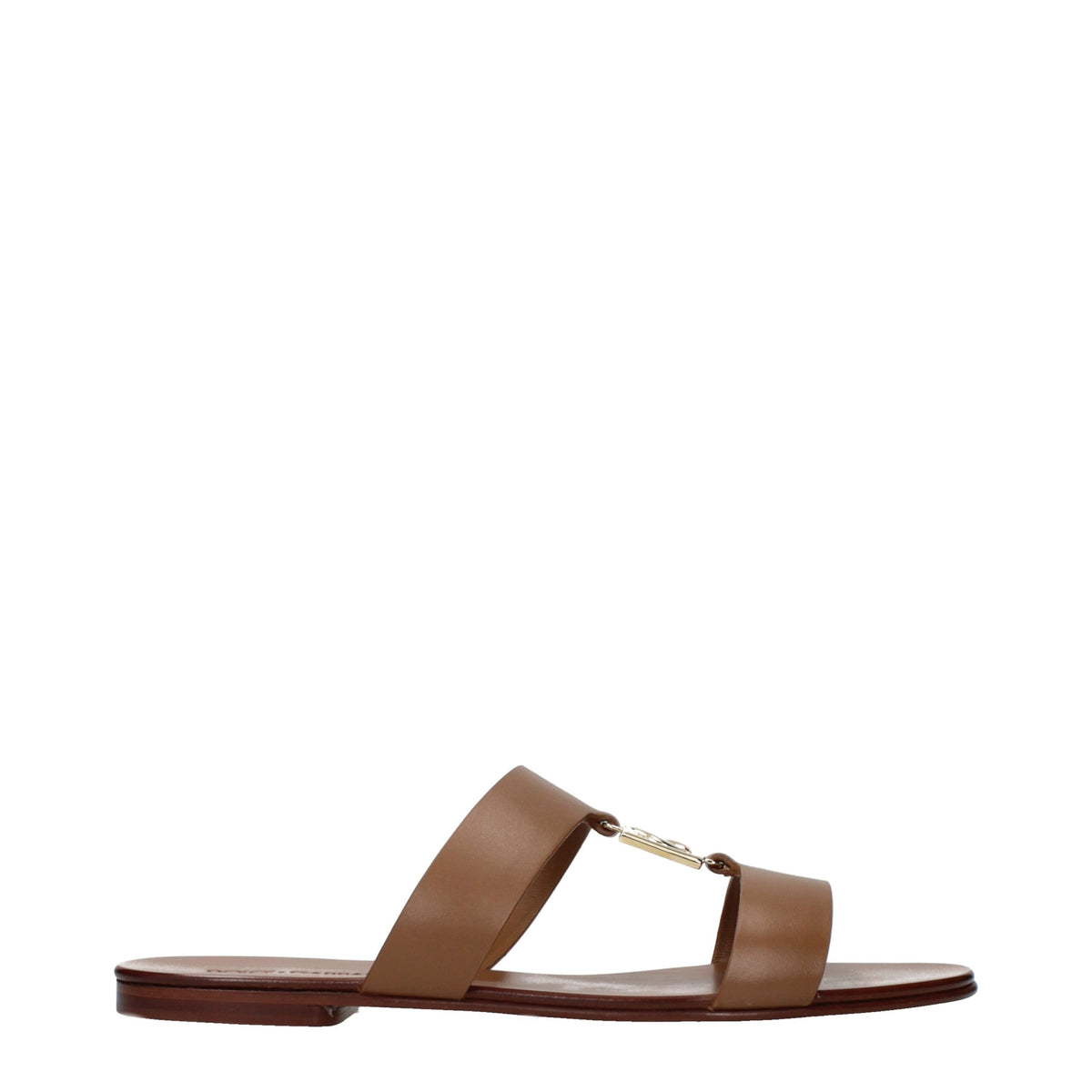 Dolce & Gabbana Brown Leather Slippers - Timeless Luxury Footwear