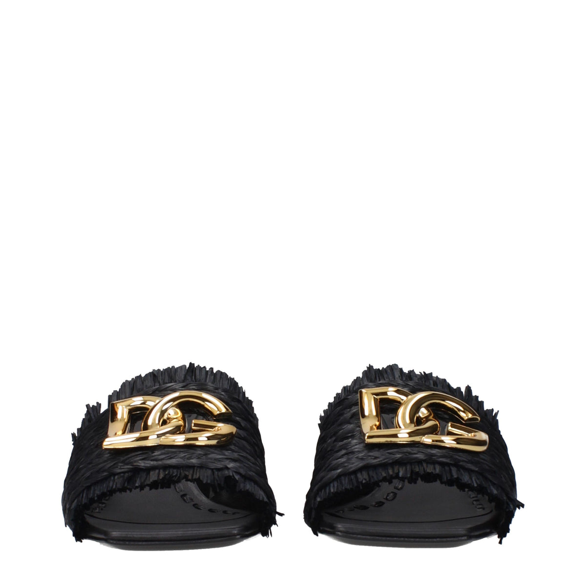 Dolce & Gabbana Black Raffia Platform Sandals for Timeless Elegance