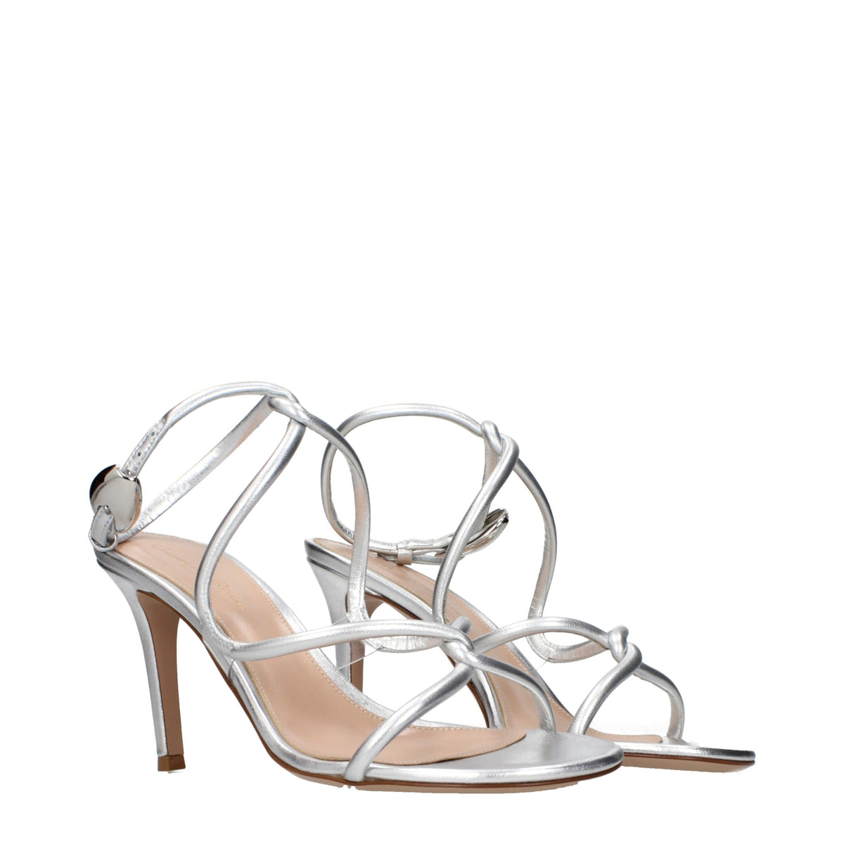 Gianvito Rossi Gray Leather Stiletto Heel Sandals - Timeless Luxury