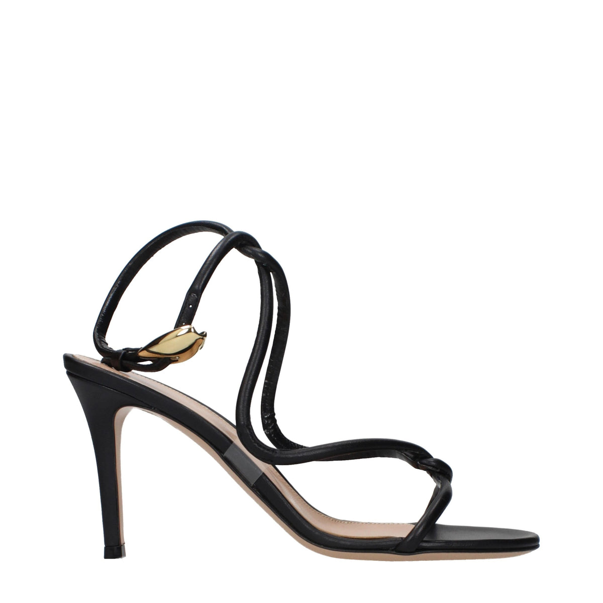 Gianvito Rossi Black Leather Stiletto Heel Sandals for Elegance