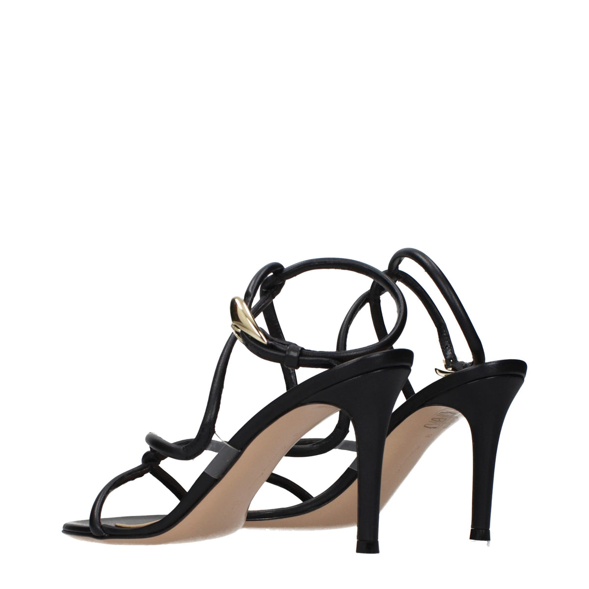 Gianvito Rossi Black Leather Stiletto Heel Sandals for Elegance
