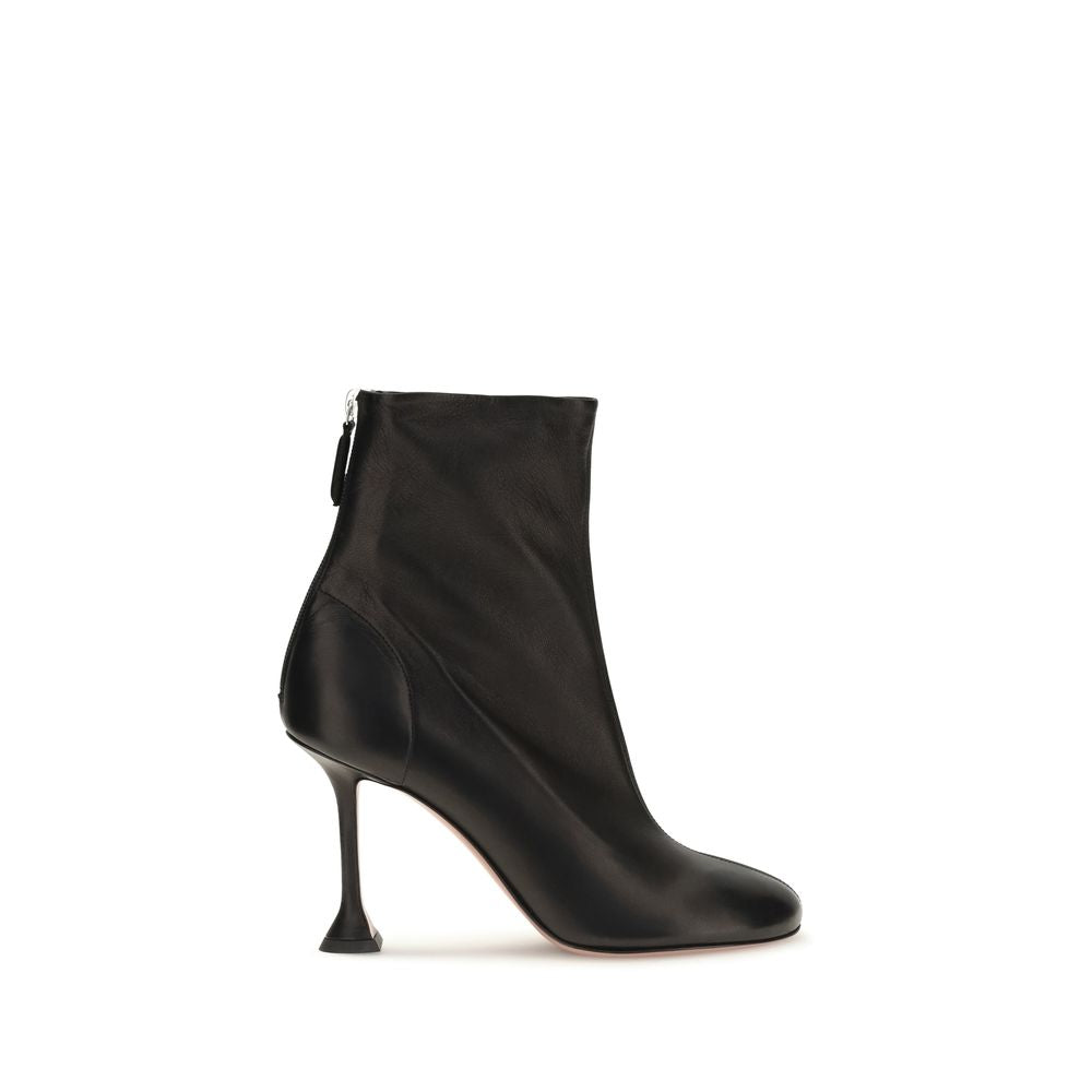 Amina Muaddi Black Lamb Ovis Aries Ankle Boots - Exquisite Luxury