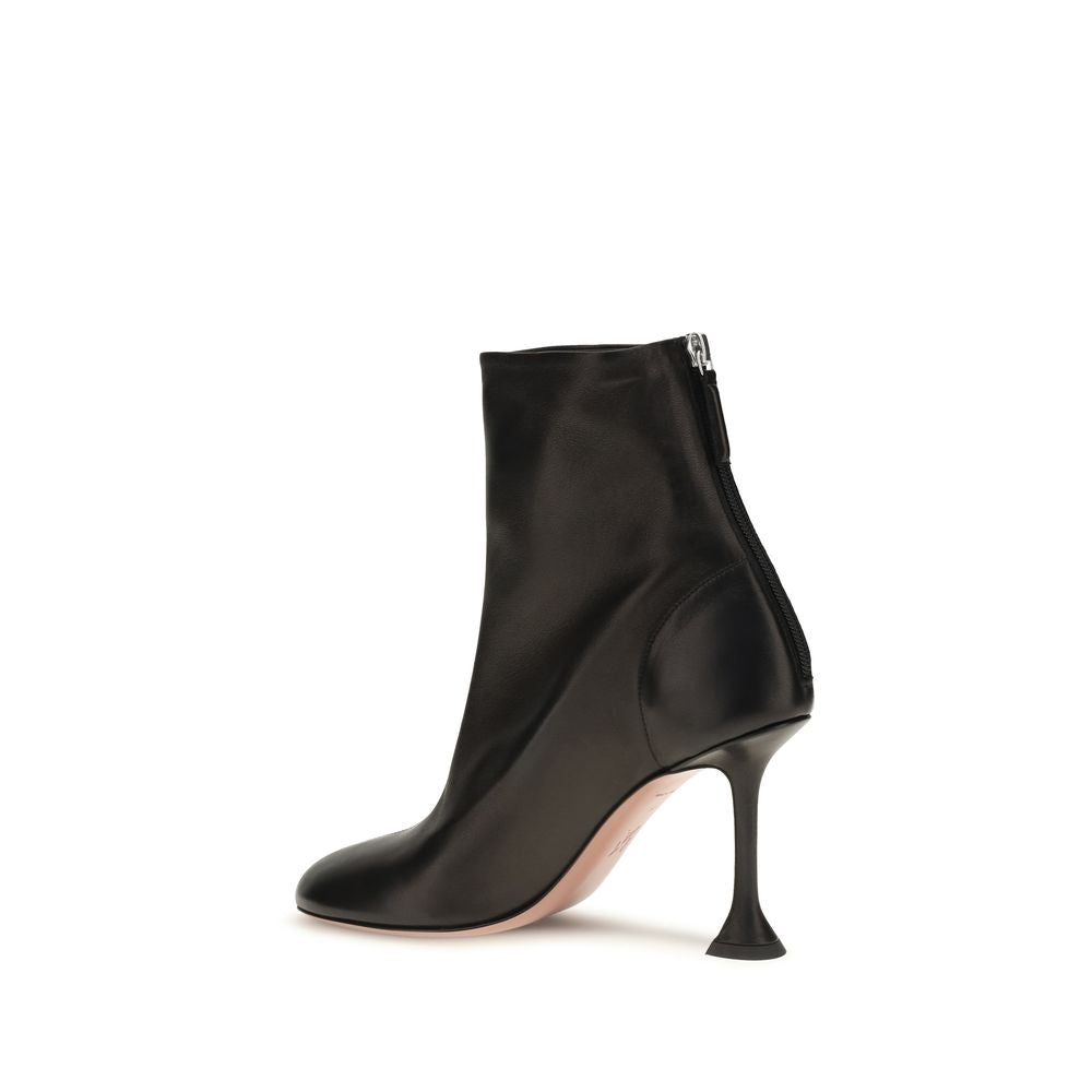 Amina Muaddi Black Lamb Ovis Aries Ankle Boots - Luxury Redefined
