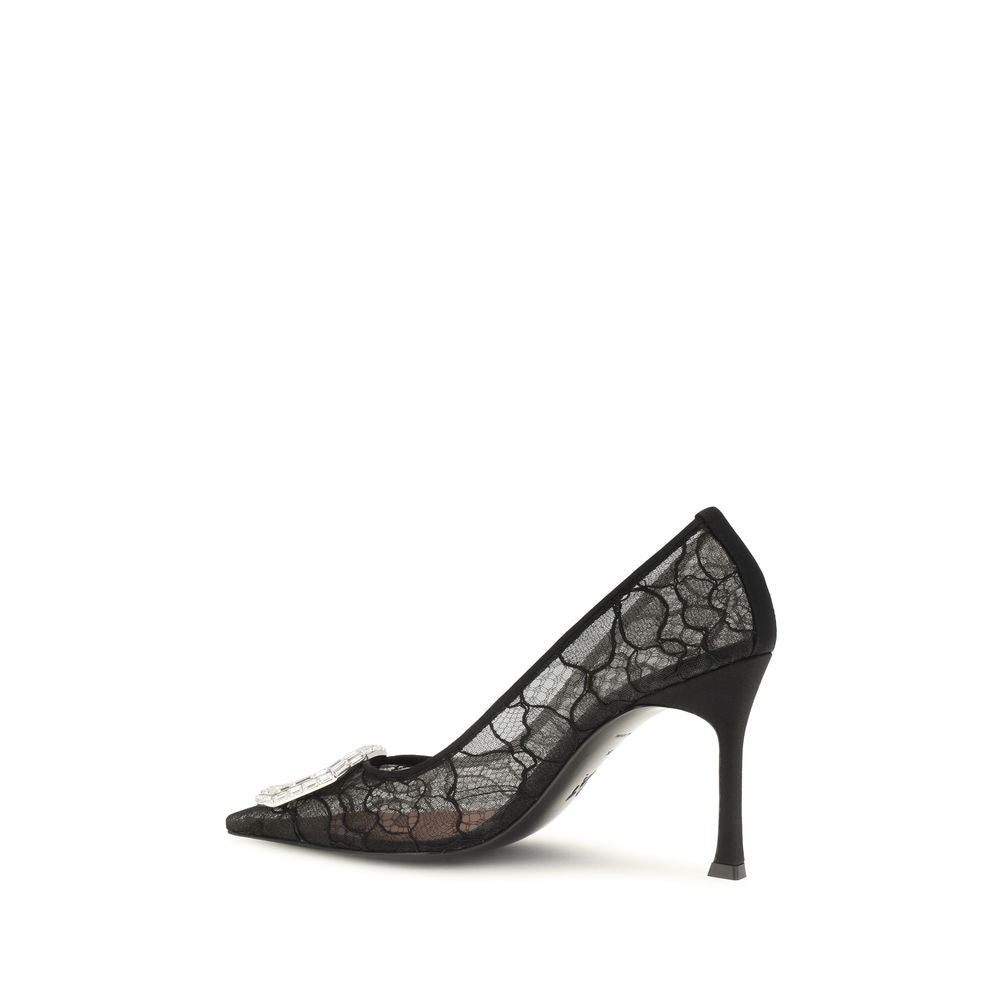Amina Muaddi Black Fabric High Heel Pumps - Timeless Luxury