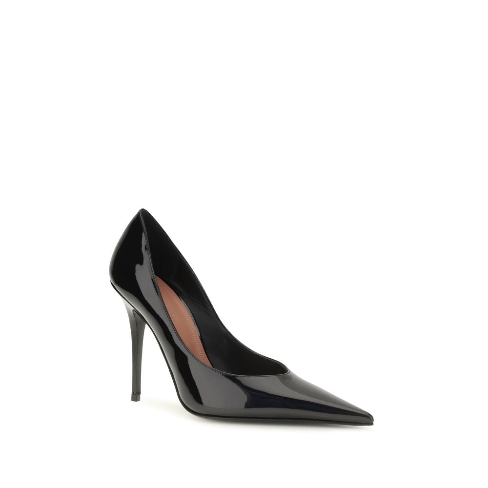Amina Muaddi Black Calf Leather High Heel Pumps - Luxury Elegance