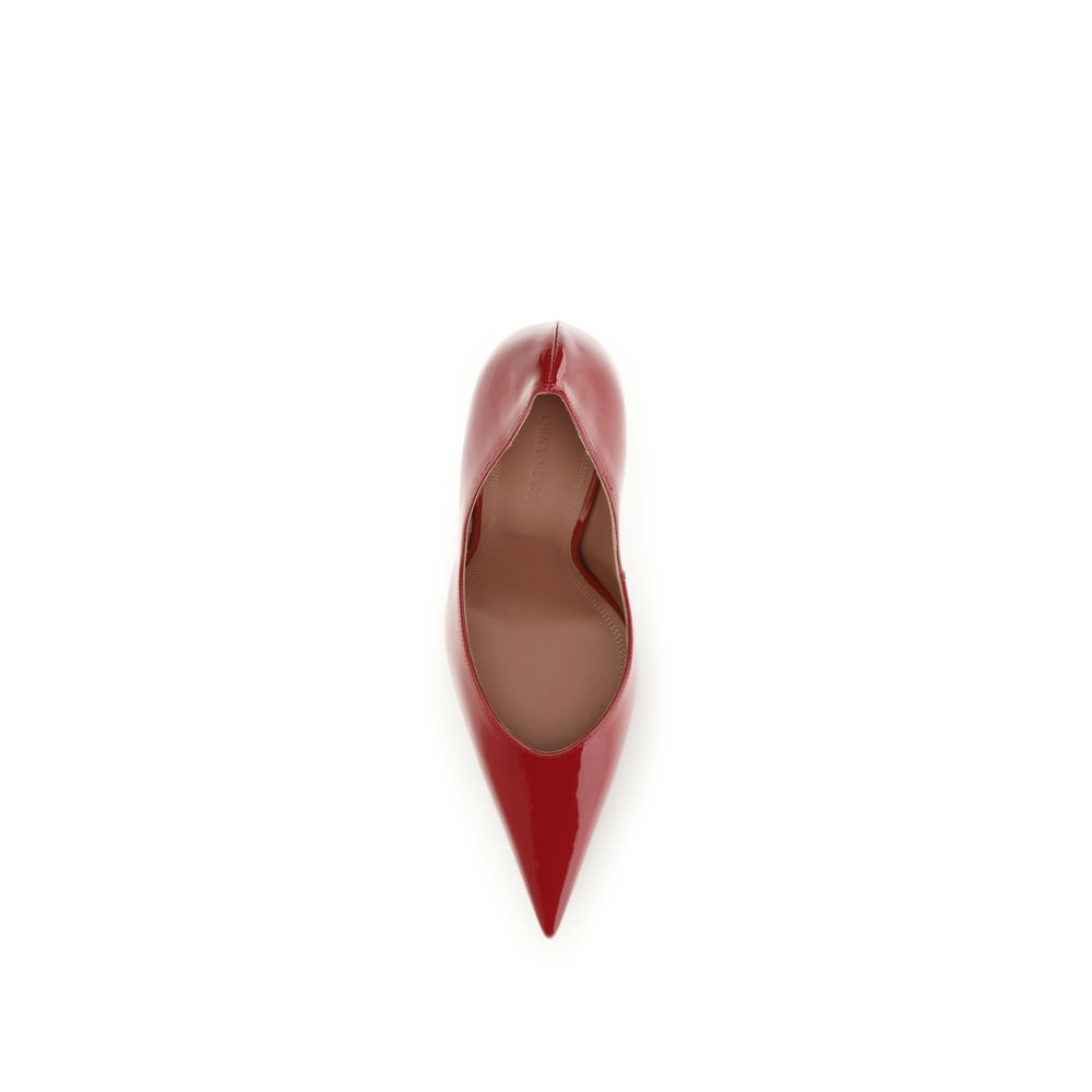 Amina Muaddi Red Calf Leather High Heel Pumps - Timeless Elegance
