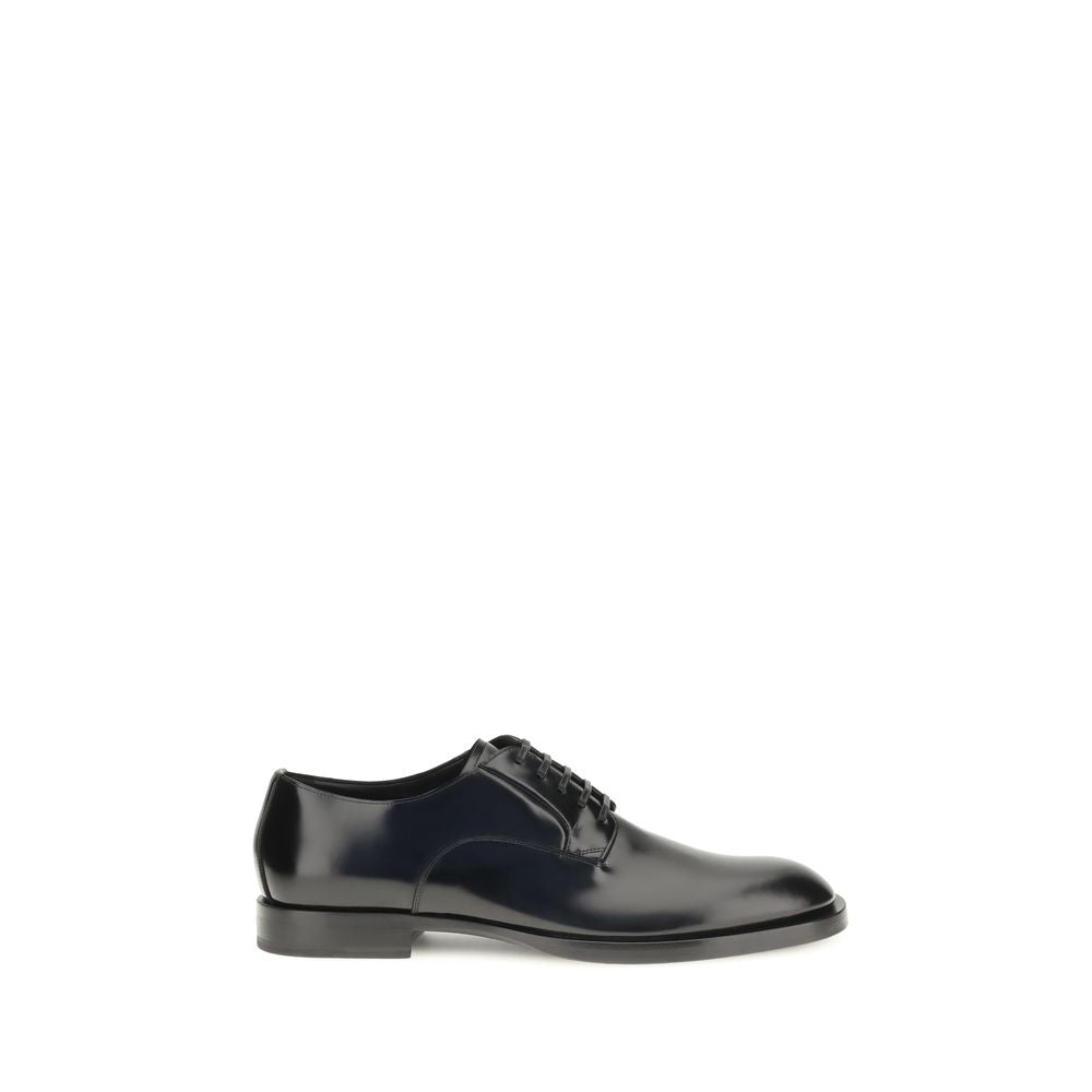 Dolce & Gabbana Black Calf Leather Derby Shoes for Timeless Elegance