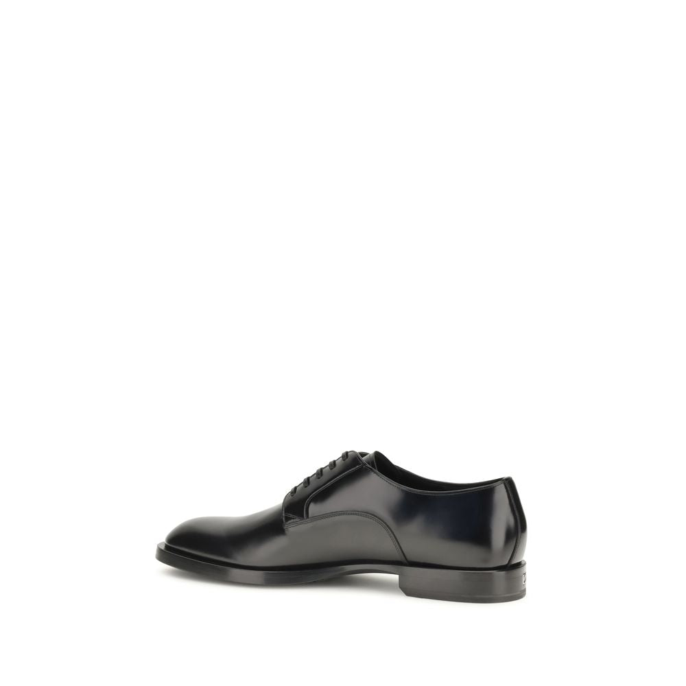 Dolce & Gabbana Black Calf Leather Derby Shoes for Timeless Elegance