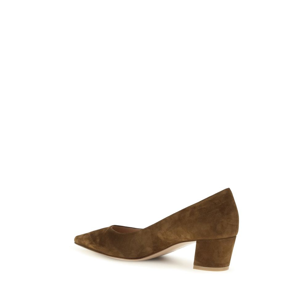 Gianvito Rossi Brown Suede Mid Heel Pumps for Timeless Elegance
