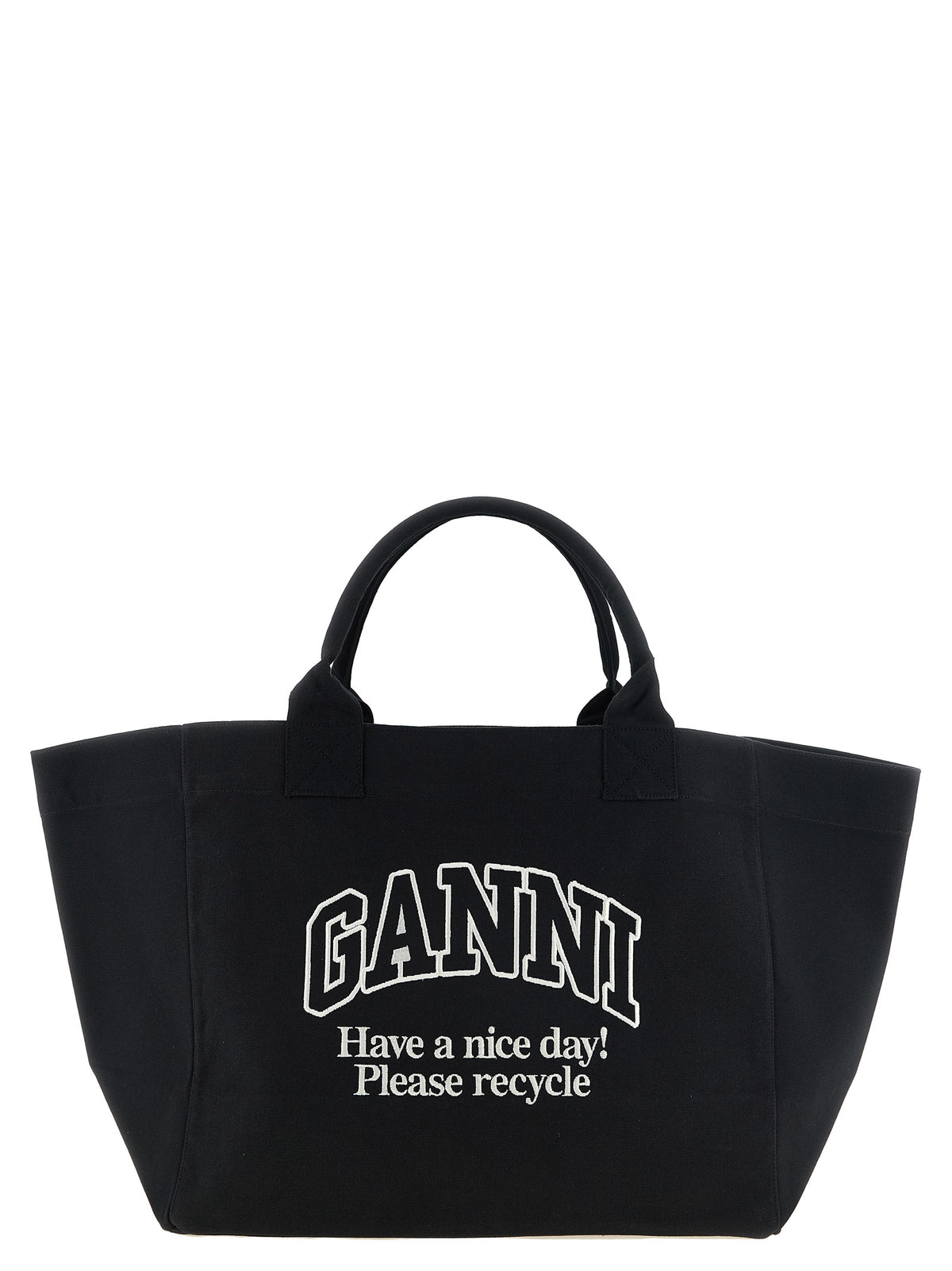 Ganni Black Recycled Cotton Tote Bag - Sustainable Luxury Redefined