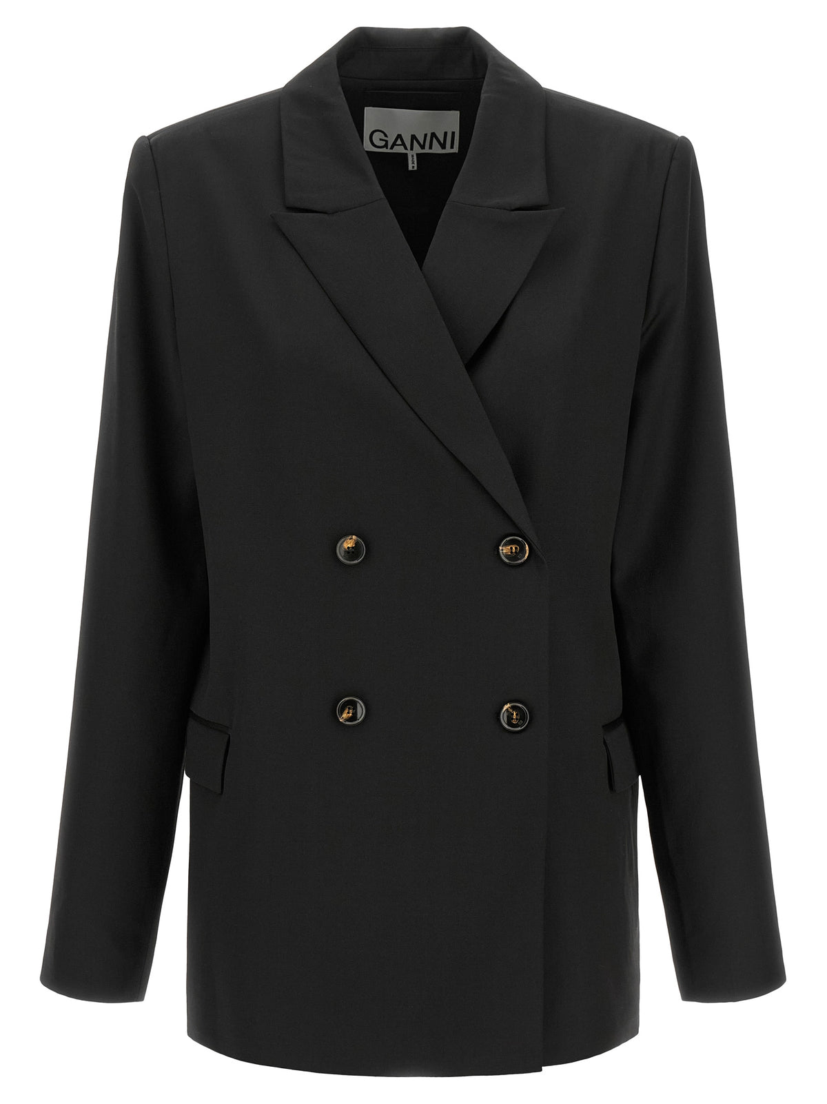 Ganni Black Polyester Blazer - Timeless Luxury Tailoring