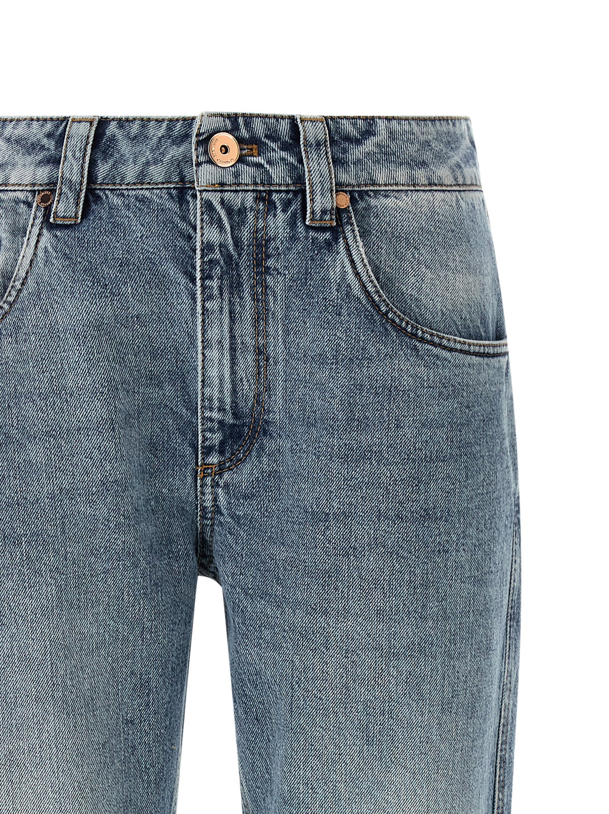 Indulge in the exquisite Brunello Cucinelli Blue Cotton Straight-Leg Jeans, where timeless Italian craftsmanship meets luxurious comfort, perfect for the discerning fashionista.