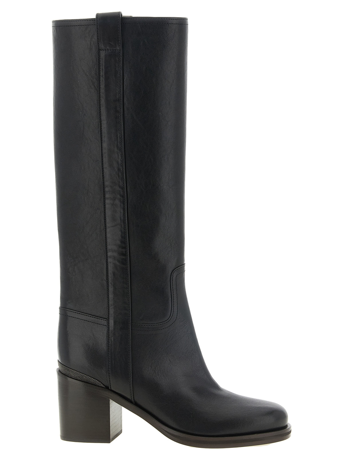 Brunello Cucinelli Black Calfskin Over The Knee