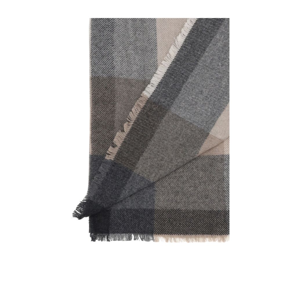 Indulge in the exquisite Brunello Cucinelli Multicolor Wool Scarf, a luxurious blend of wool and cashmere, perfect for elevating your winter elegance with timeless sophistication.