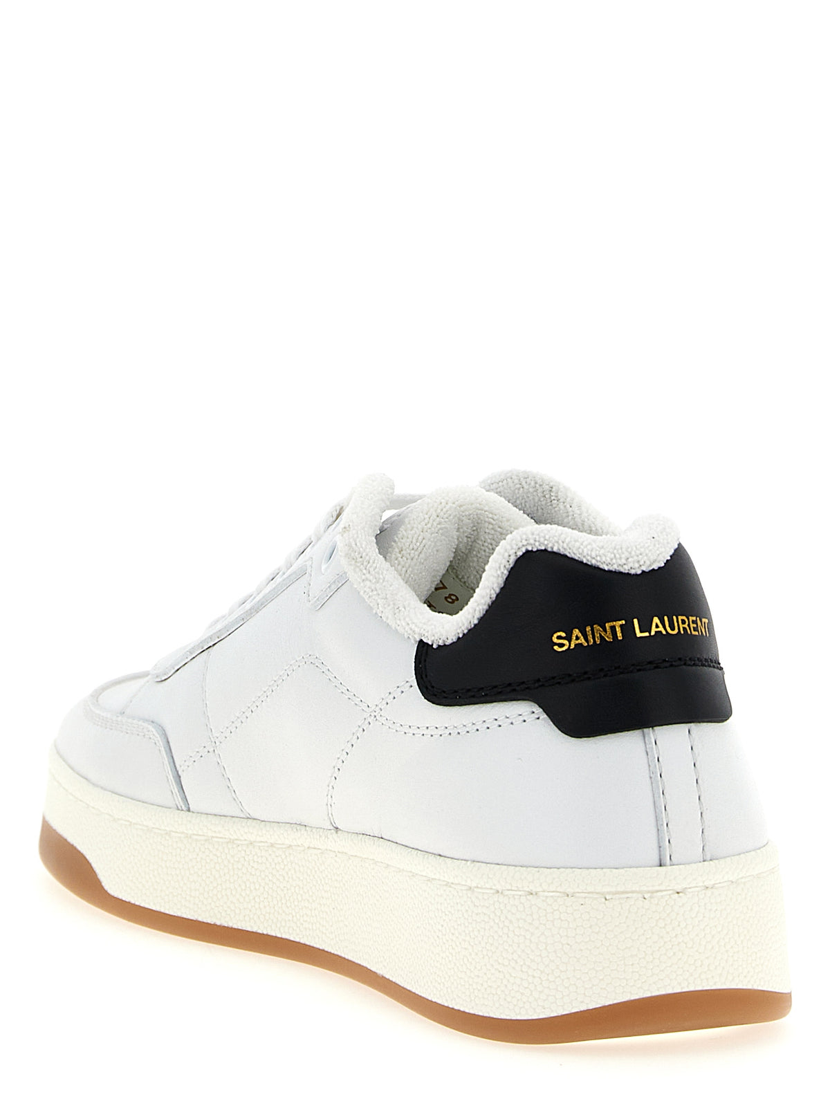 Indulge in the elegance of Saint Laurent Bicolor Calfskin Low Top Sneakers, crafted from luxurious calfskin leather, merging sophistication with timeless style for the discerning individual.